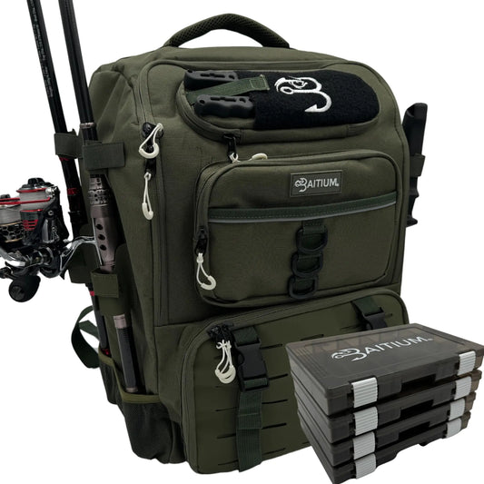 Baitium Fishing Backpack Fishing Tackle Backpack With Rod Holders 40L Tackle Bag With Cooler Fishing Bag Fishing Tackle Backpack Fishing Tackle Box Backpack Fishing Gear - (Green)