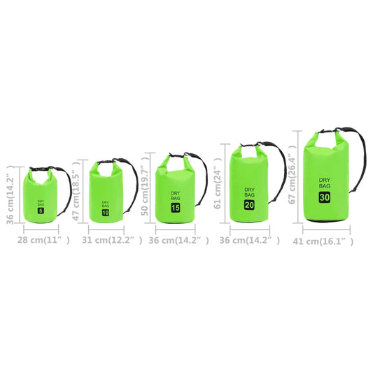 vidaXL Dry Bag Green 5.3 gal PVC
